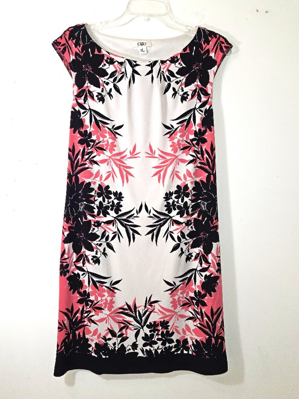 A-Line Dress by Cato | Size M | White Black Pink Graphic Floral Lined